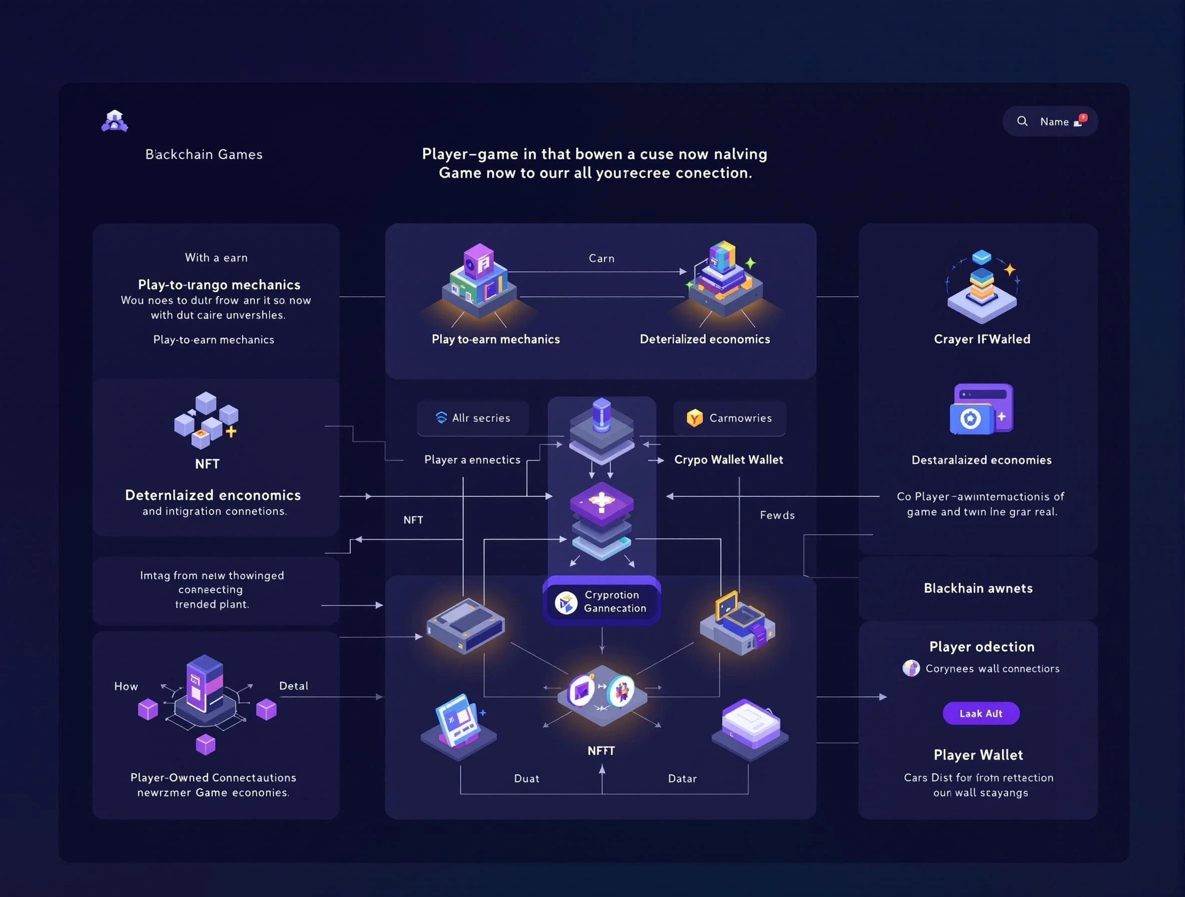Game development visualization showing 3D character models, game engines, and multi-platform deployment