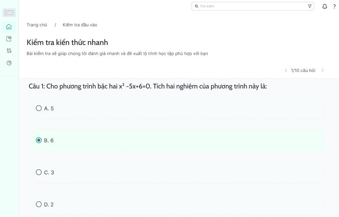 Chức năng test đầu vào